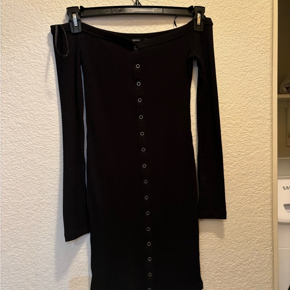 Forever 21 Off Shoulder Black Mini Dress